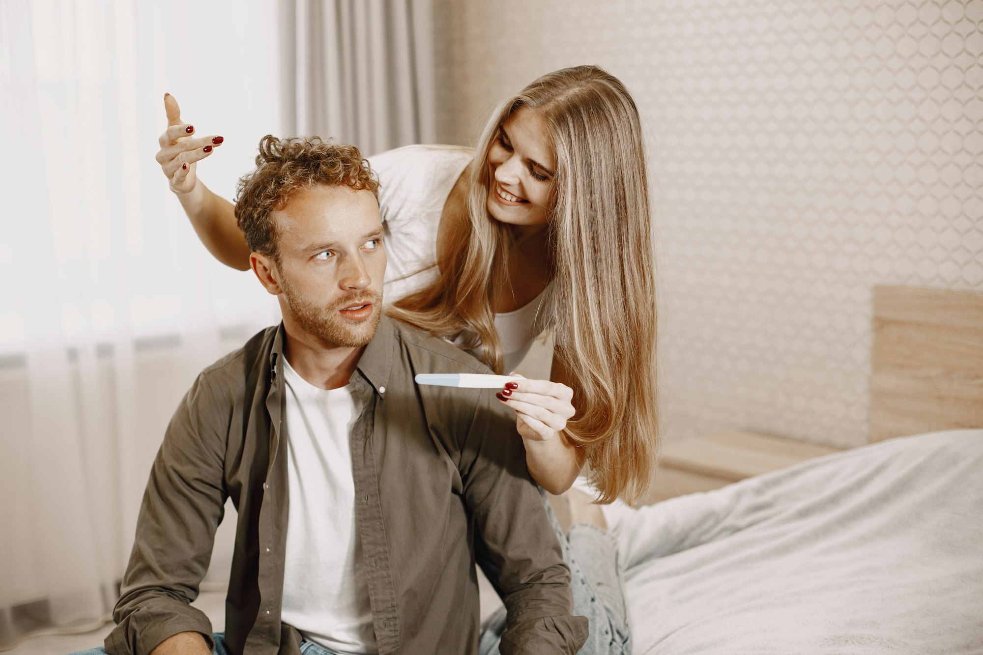 Couple finding out results of a pregnancy test